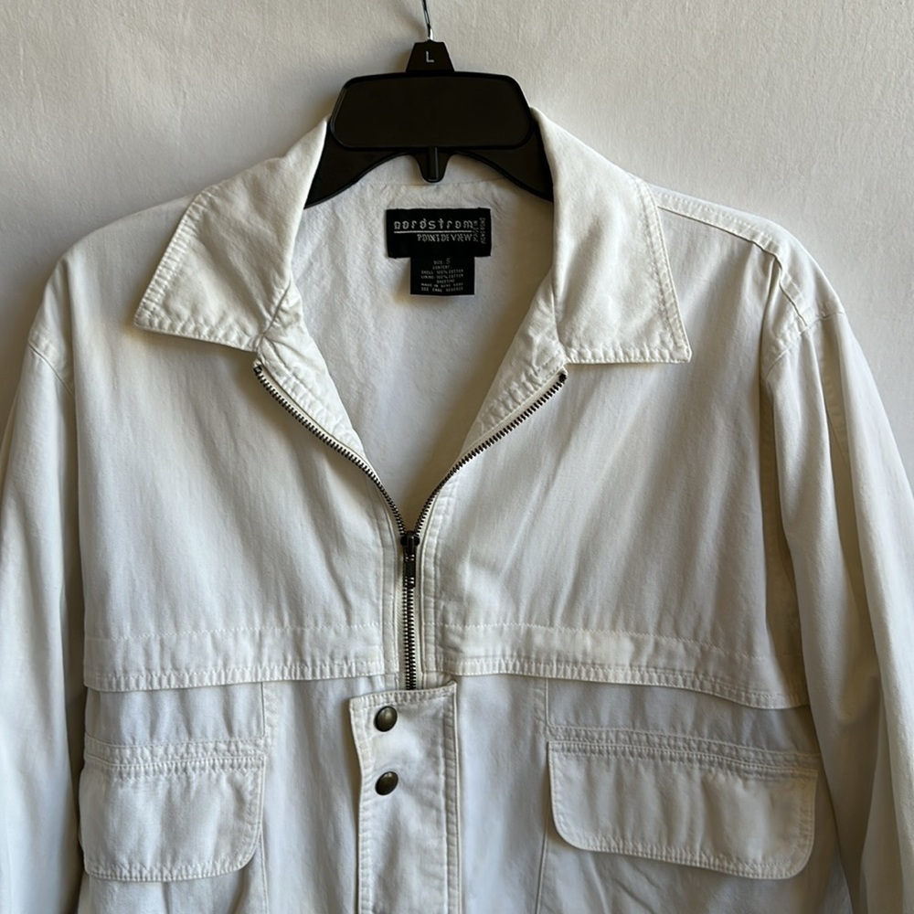 Nordstrom Point of View cream zip-up utility jacket, size S - Picture 2 of 10